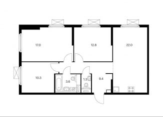 Продам 3-ком. квартиру, 76.4 м2, Москва