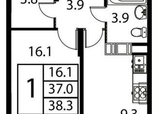 Продажа 1-ком. квартиры, 38.3 м2, Московская область