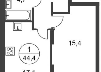 1-ком. квартира на продажу, 44.4 м2, Москва, деревня Рассказовка, 1