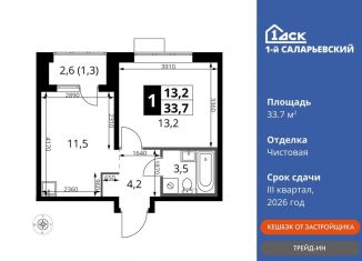 Продается 1-ком. квартира, 33.7 м2, Наро-Фоминский городской округ, Киевское шоссе, с1