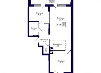 Продам 3-комнатную квартиру, 81.1 м2, Новосибирск, улица Коминтерна, 1с