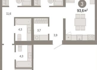 Продается 3-ком. квартира, 93.8 м2, Новосибирск, метро Студенческая