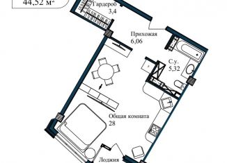 Продается однокомнатная квартира, 46.5 м2, Севастополь, улица Лётчиков, 10