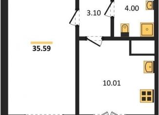 1-комнатная квартира на продажу, 35.6 м2, Воронеж, Цимлянская улица, 10В