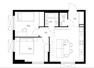 Продается 2-ком. квартира, 50.6 м2, Москва, район Южное Бутово