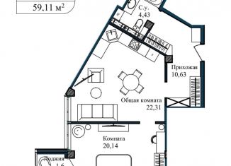 Продажа 2-ком. квартиры, 60.5 м2, Севастополь, улица Лётчиков, 10