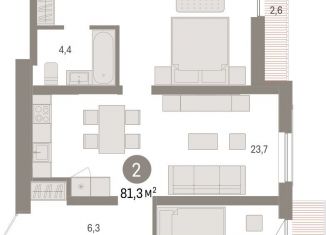 Продам 2-ком. квартиру, 81.3 м2, Новосибирск, Октябрьский район