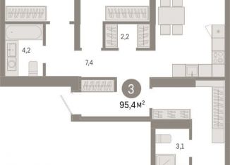 Продается трехкомнатная квартира, 95.4 м2, Новосибирск, метро Октябрьская