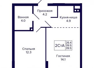 Продажа двухкомнатной квартиры, 39.5 м2, Новосибирская область, улица Коминтерна, 1с