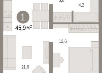 Продам 1-ком. квартиру, 45.9 м2, Екатеринбург, метро Чкаловская