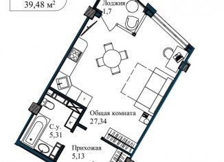 Продам однокомнатную квартиру, 41.2 м2, Севастополь, улица Лётчиков, 10