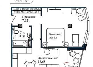 Продажа 2-ком. квартиры, 54.7 м2, Севастополь, улица Лётчиков, 10