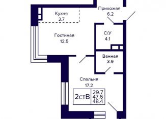 Продажа 2-ком. квартиры, 48.4 м2, Новосибирск, Октябрьский район, Красносельская улица