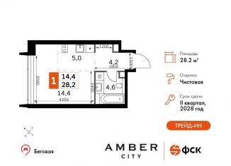 Продаю однокомнатную квартиру, 28.2 м2, Москва, 3-й Хорошёвский проезд, 3А, метро Беговая