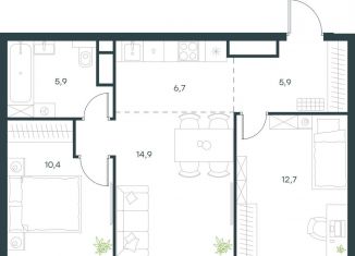 Продам двухкомнатную квартиру, 56.5 м2, Москва, район Очаково-Матвеевское, жилой комплекс Левел Мичуринский, к11