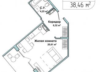 Продам 1-ком. квартиру, 38.6 м2, Севастополь