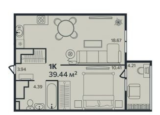 Продается однокомнатная квартира, 39.4 м2, Ленинградская область, Малая Каменная улица, 10к1