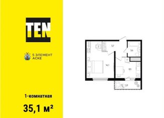 Продажа однокомнатной квартиры, 35.1 м2, Ростов-на-Дону, Советский район