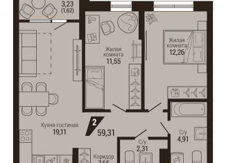 Продается 2-ком. квартира, 60.9 м2, Екатеринбург, метро Площадь 1905 года