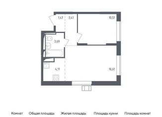 Продам 1-ком. квартиру, 39.8 м2, Московская область, микрорайон Пригород Лесное, к5.1