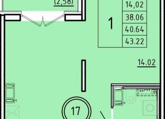 Продам 1-ком. квартиру, 38.1 м2, посёлок Шушары