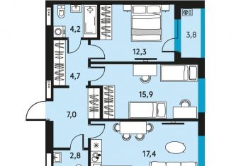 Продаю трехкомнатную квартиру, 66.2 м2, Пермь, Ленинский район, улица Луначарского, 97