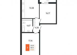 Продам двухкомнатную квартиру, 61.6 м2, Краснодарский край, Мысхакское шоссе, 59В