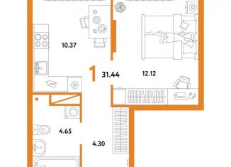 Продается 1-комнатная квартира, 31.4 м2, Тюмень, Калининский округ, Интернациональная улица, 199к10