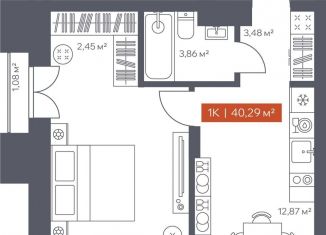 Продаю 1-ком. квартиру, 40.3 м2, Томская область, Красноармейская улица, 144