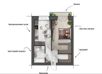 Продается однокомнатная квартира, 43.1 м2, посёлок Красный Бор