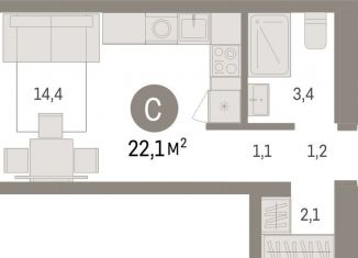 Продаю квартиру студию, 22.1 м2, Новосибирск, метро Заельцовская, улица Аэропорт, 88