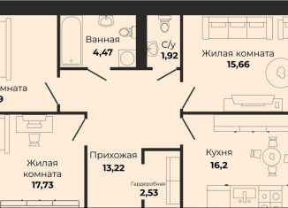 Продается трехкомнатная квартира, 88.8 м2, Калининградская область, Борисовский бульвар