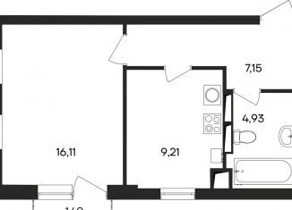 Продается однокомнатная квартира, 38.8 м2, поселок городского типа Заозерное