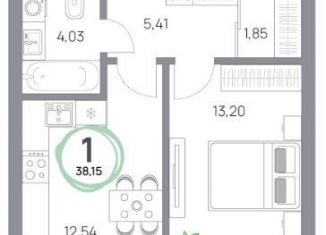 Продаю однокомнатную квартиру, 38.2 м2, Красноярск, Октябрьский район