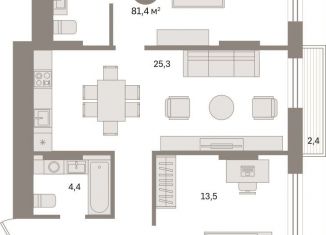 Продам двухкомнатную квартиру, 81.4 м2, Екатеринбург, Железнодорожный район, улица Пехотинцев, 2В