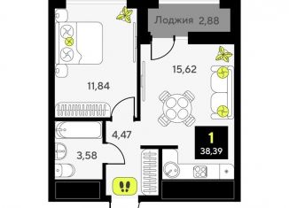 Продается 1-ком. квартира, 38.4 м2, Тюмень, Калининский округ, улица Первооткрывателей, 15