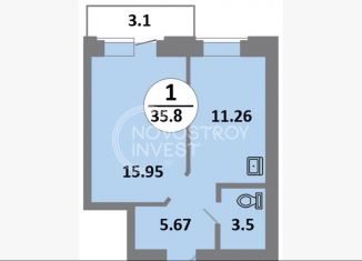 Продается 1-ком. квартира, 35.8 м2, Красноярск, Соколовская улица, 52, ЖК Снегири