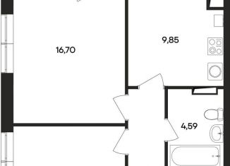 Продажа 2-ком. квартиры, 51.7 м2, поселок городского типа Заозерное