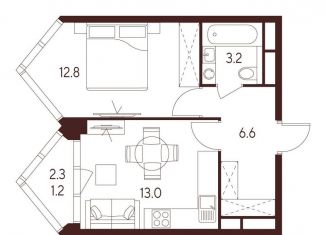 Продается однокомнатная квартира, 35.6 м2, Москва, метро Октябрьское поле