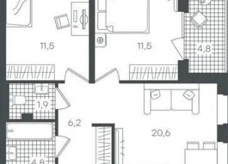 Продается 2-ком. квартира, 61.5 м2, Тюмень, Калининский округ