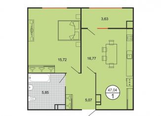 Продаю 1-ком. квартиру, 47.2 м2, Ставрополь, Октябрьский район