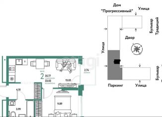 Продаю 2-ком. квартиру, 35.8 м2, Тюмень, Калининский округ