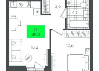 Продаю 1-комнатную квартиру, 39 м2, Тюмень, ЖК Гранд Квартал