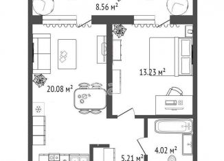 Продается 1-комнатная квартира, 51.3 м2, Тюмень, Центральный округ