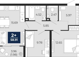 Продаю 2-комнатную квартиру, 58.9 м2, Тюмень