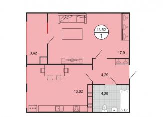 Продам 1-ком. квартиру, 43.5 м2, Ставрополь