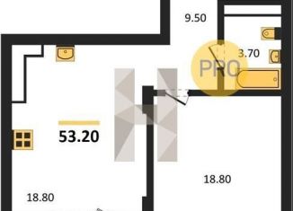 Продается 1-комнатная квартира, 53.2 м2, Воронеж, Железнодорожный район