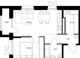 Продается 1-комнатная квартира, 44.7 м2, Хабаровский край