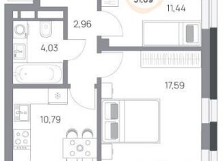 Продажа 2-комнатной квартиры, 51.7 м2, Красноярск, Октябрьский район