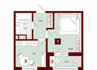 Продается 1-ком. квартира, 37.4 м2, Тобольск, переулок Радищева, 17